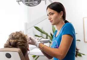 digitale Abformung der Zähne in moderner Praxis mit high-tech Ausstattung